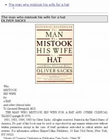 The man who mistook his wife for a hat The man who mistook his wife for a hat